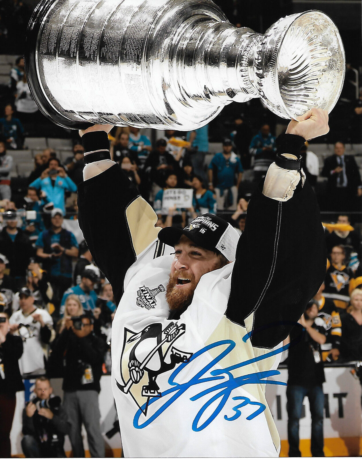 Pittsburgh Penguins Cup Jeff Zatkoff Signed Autographed 8x10 NHL Photo Poster painting COA