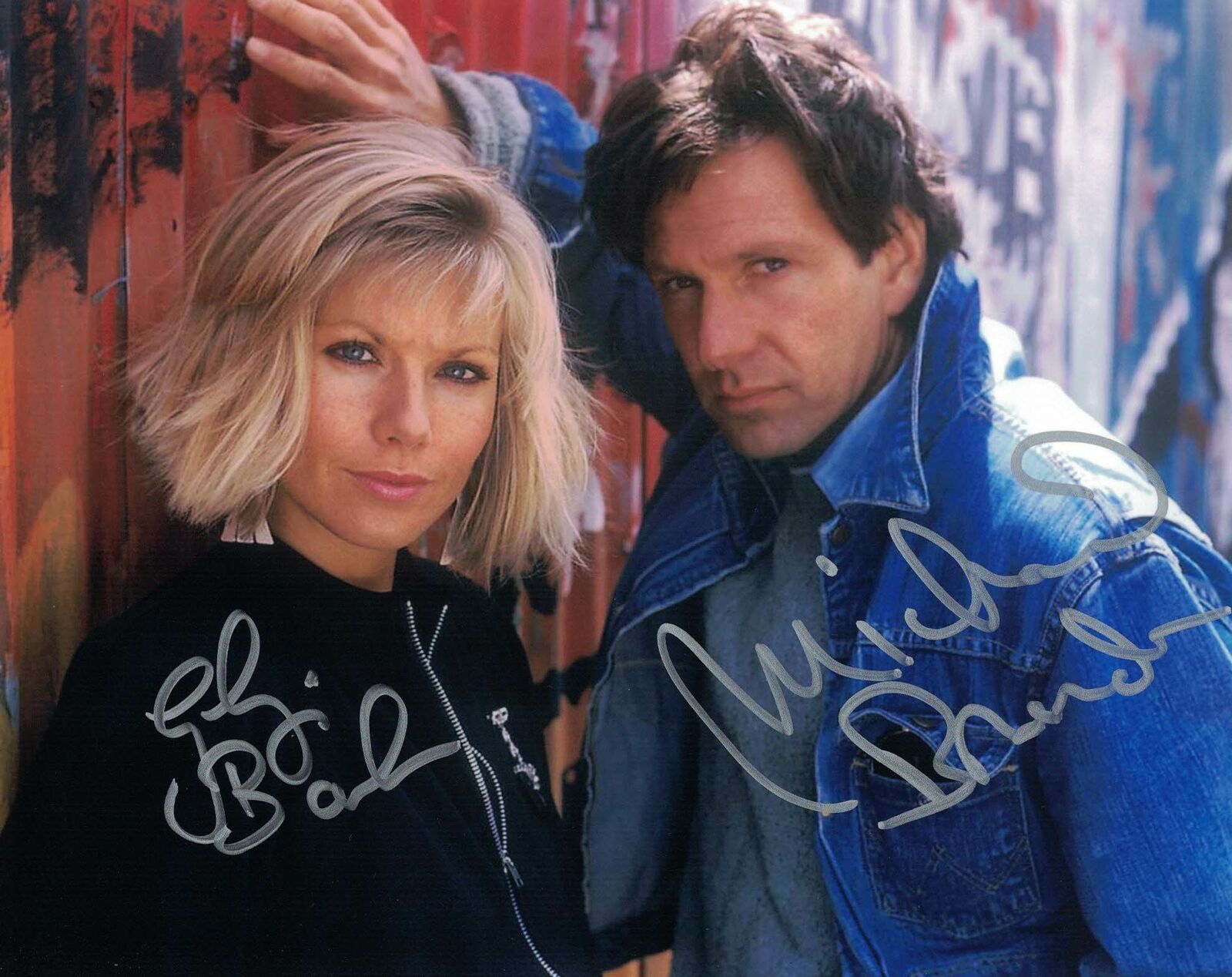 MICHAEL BRANDON & GLYNIS BARBER - Dempsey & Makepeace hand signed Photo Poster painting