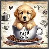 Golden Retriever In Coffee Cup-11CT Stamped Cross Stitch 40*40cm/15.75*15.75in