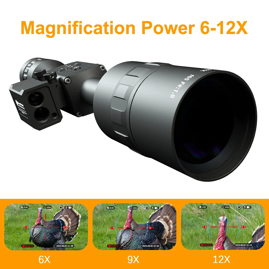Rifles Scope 6-12X68mm HD 2K Digital Night Vision Scope with 600M Laser Rangefinders for Hunting Monocular