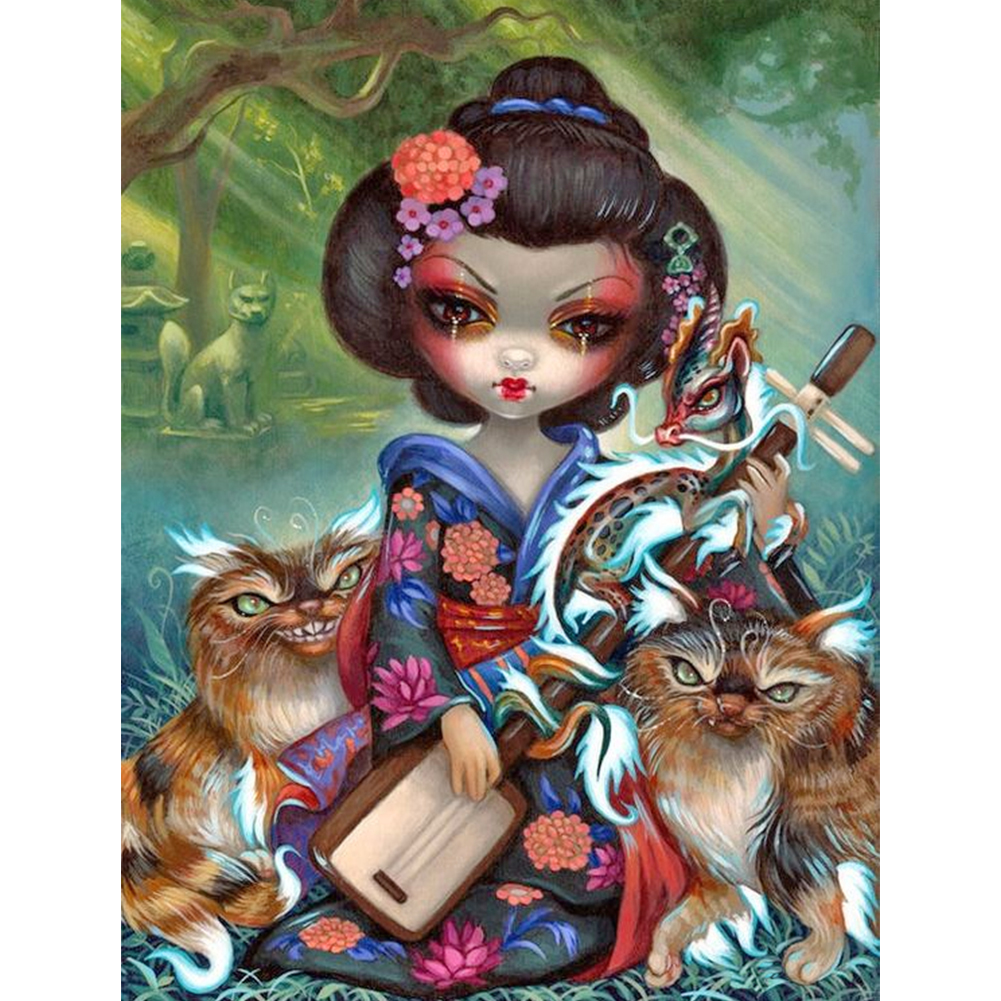 

40*50CM - Round Drill Diamond Painting - Big Eyes Doll, 501 Original