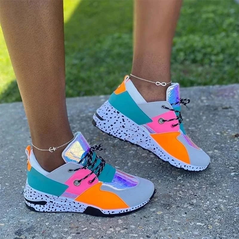 2020 New Women Casual Shoes Breathable Ladies Sneakers Leopard Print Faux Fur Sneakers Lace-up Platform Sports Shoes Women