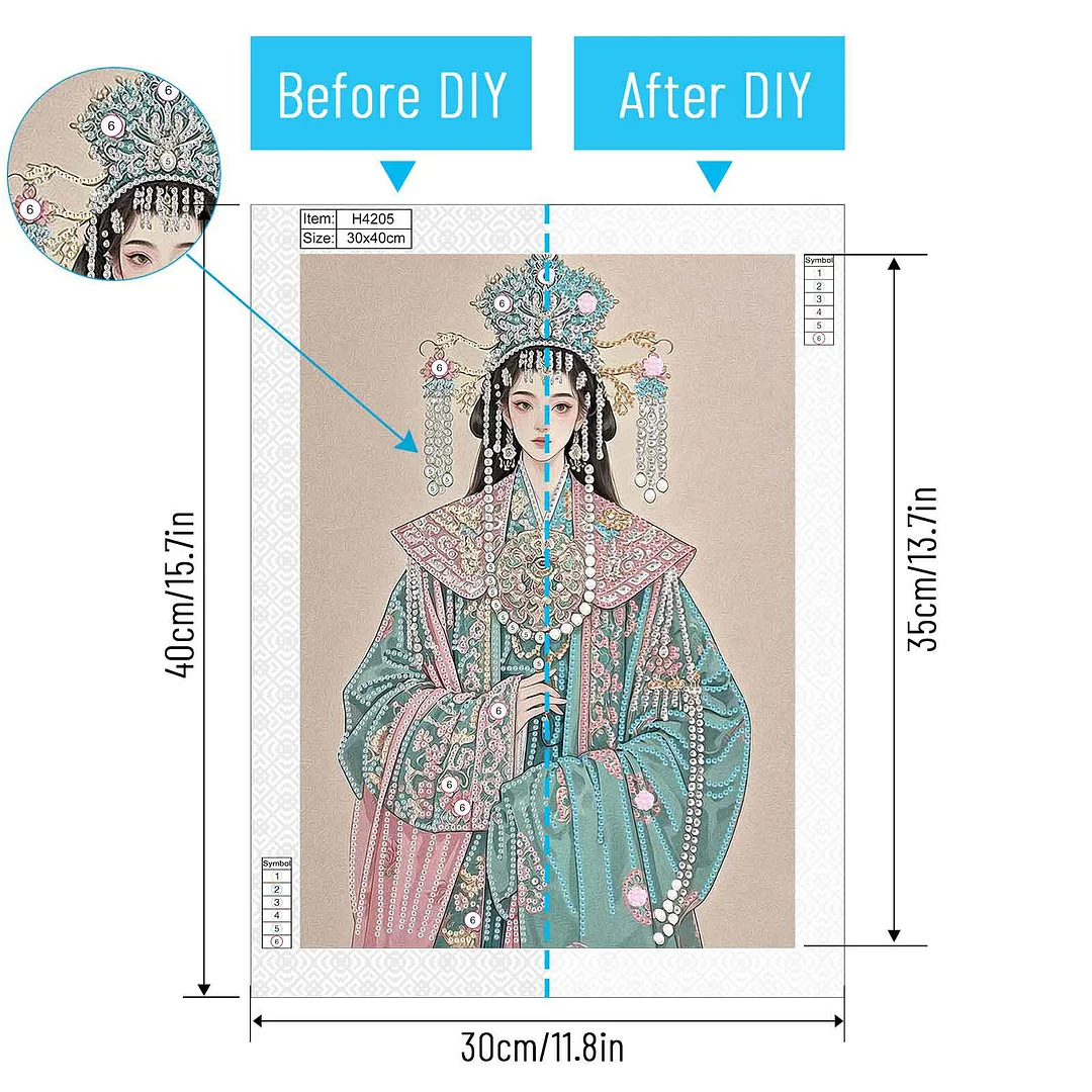 Diamond Painting - Partial Special Shaped Drill - Noble Lady(Canvas|30x40cm)