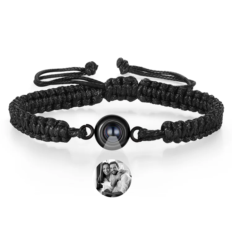 Personalized Projection Weave Bracelet Custom Black & White Photo Bracelet Adjustable Bracelet Personalized Gift for Couples
