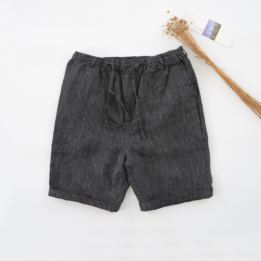 100% European Linen Men's Casual Beach Shorts REAL SILK LIFE