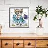 Petit chaton avec bouquet-partiel spécial diamant peinture-30*30cm