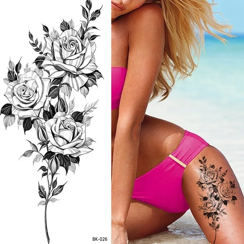 Sdrawing Tattoos New Flash Waterproof Temporary Tattoo Sticker Lip Print Flowers Butterfly Body Art Arm Fake Sleeve Tatoo for Women