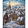 Diamond Painting-DIY Round Part AB Drill Stained Glass Snow Scene (45*55CM)