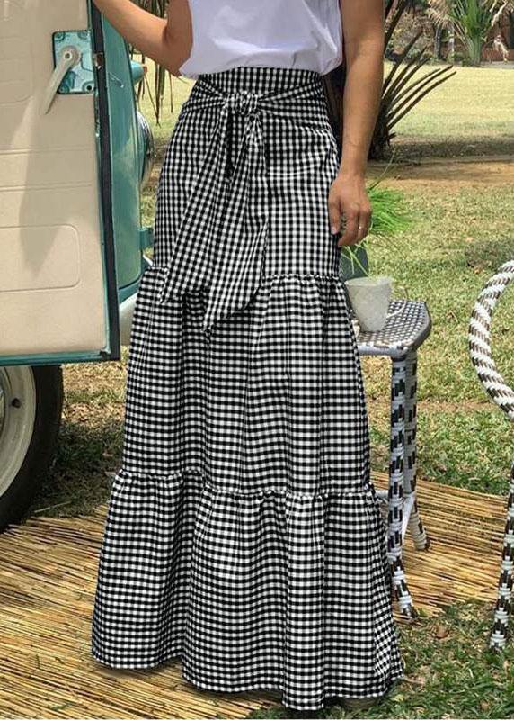 Front Split Plaid Skirt with Elastic Waist main image 1