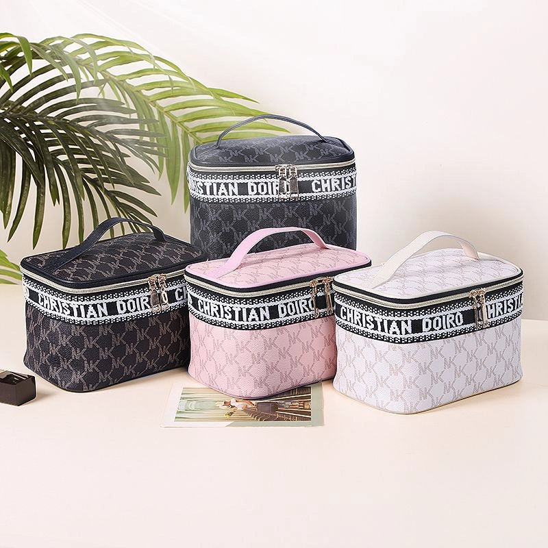 Vintage Style Letter Pu Leather Square Makeup Bags