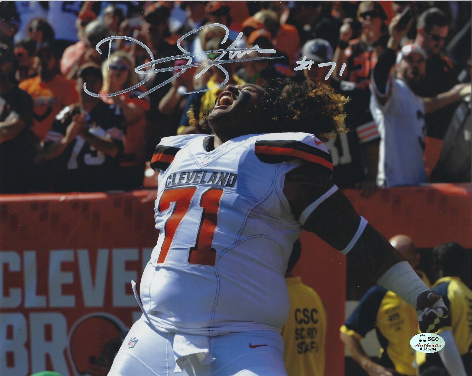 Signed 8x10 DANNY SHELTON CLEVELAND BROWNS Autographed Photo Poster painting SGC COA