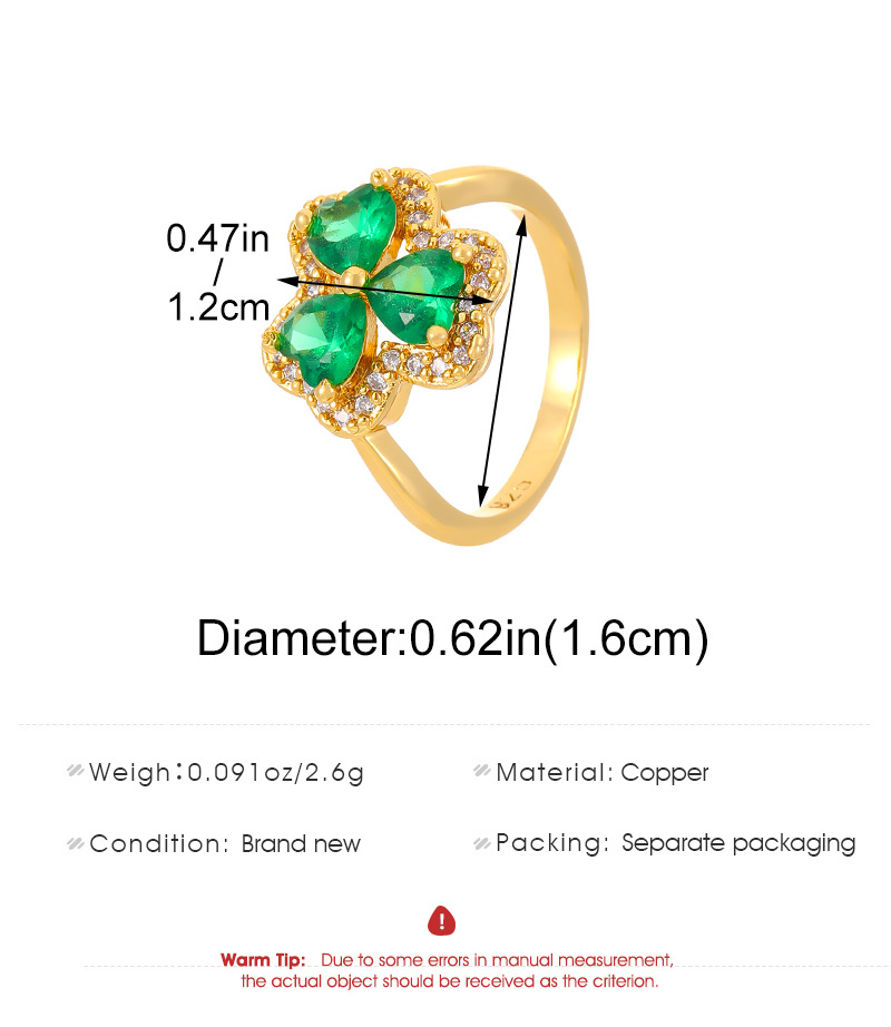 Emerald Zirconia Three Petal Grass Open End Ring