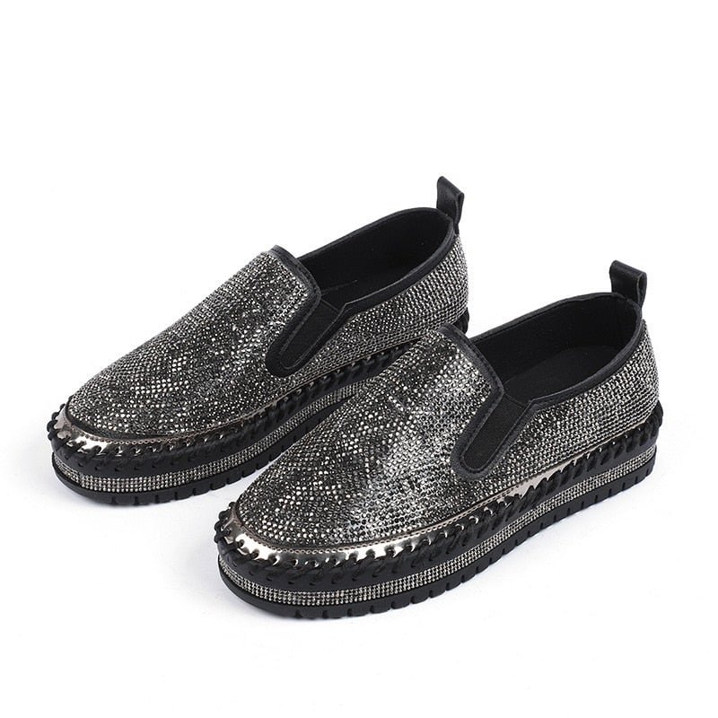 Women Flats Crystal Ladies Glitter Bling Loafers Flat Platform Fashion Woman   Casual Moccasins Female Shoes 2020