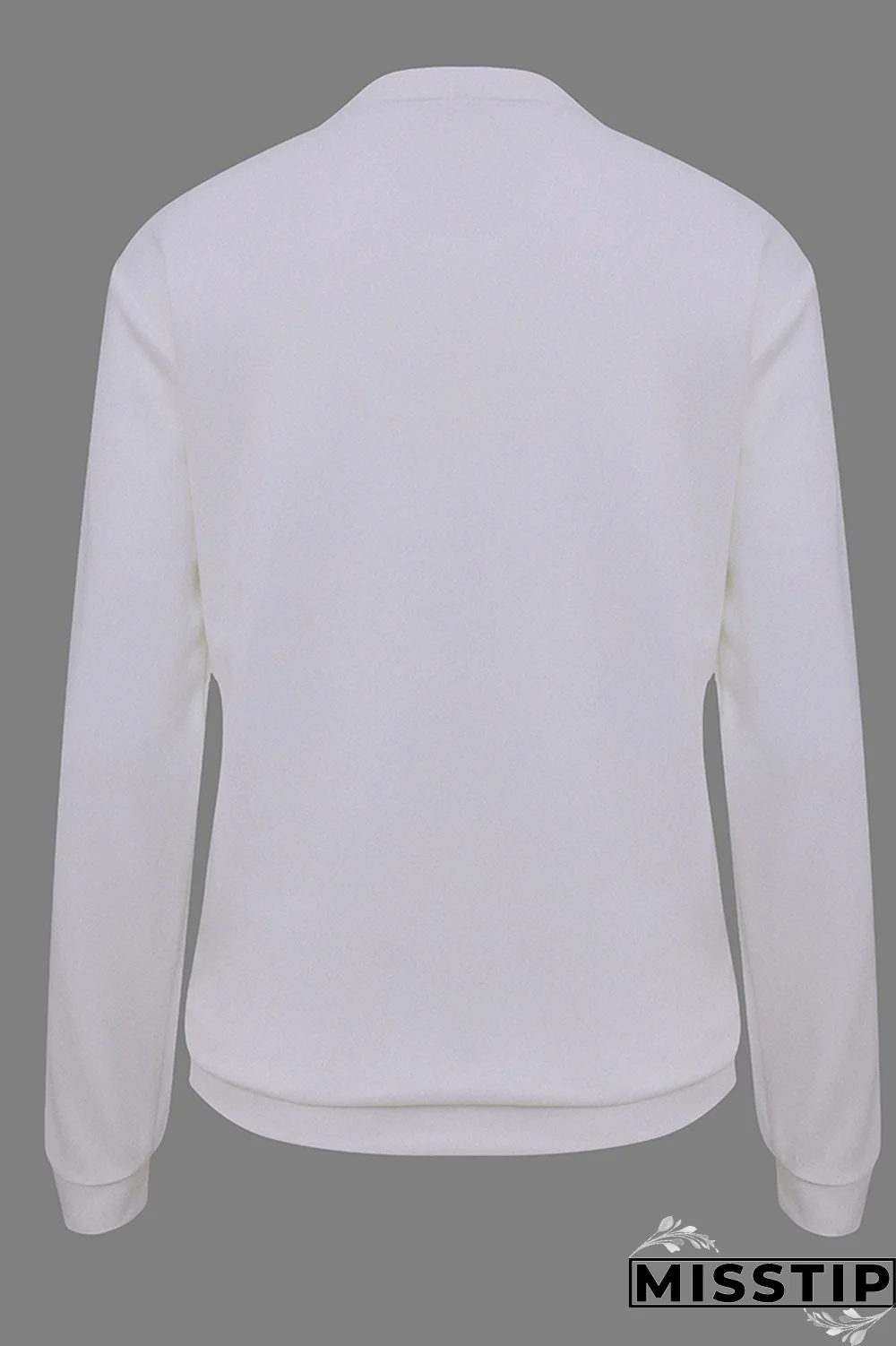 White Fashion Casual Print Patchwork Letter O Neck Tops