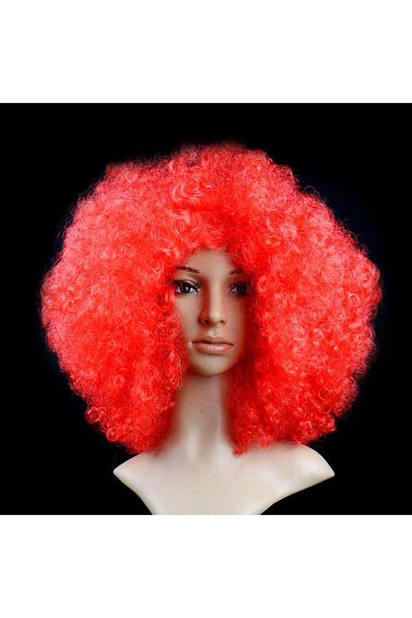 Funny Wild-Curl Up Wig For Halloween Christmas Party Masquerade Red-elleschic
