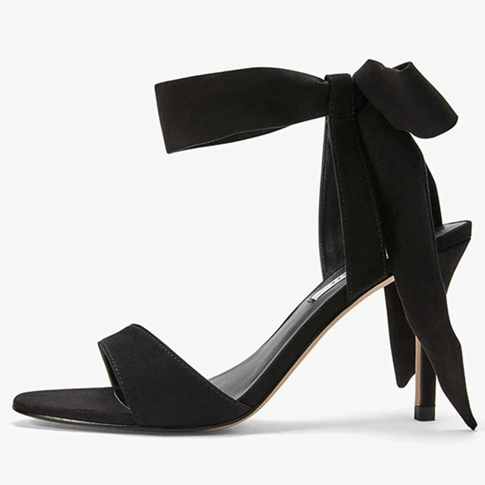Aiertu  High Heel Solid Women's Stiletto Matte Bow Cross Straps Fashion Sexy Open Toe One Word Belt Sandals Women Aiertu