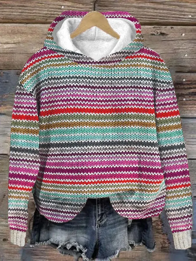Women's Vintage Color Striped Sweatshirt