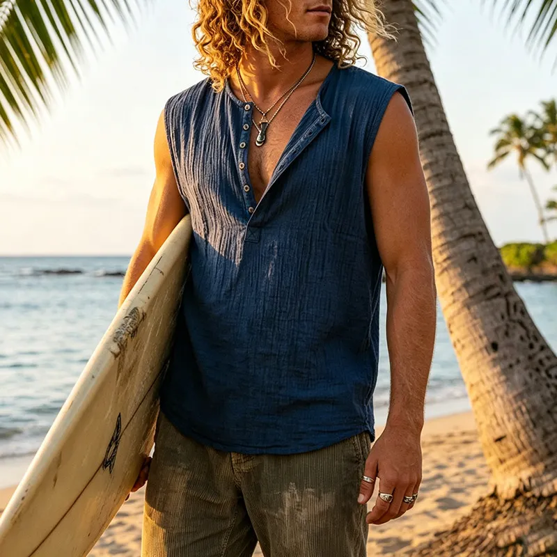 Men's Holiday Linen Vest-INSPIREUSE