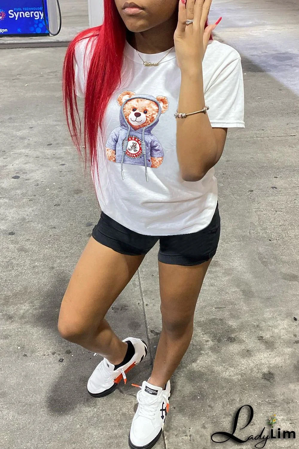 Yellow Fashion Casual Cartoon Print Basic O Neck T-Shirts