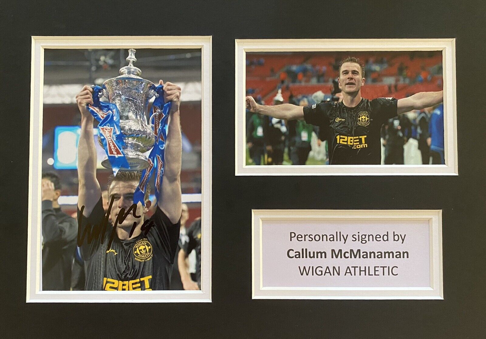 Callum McManaman Hand Signed Wigan Athletic Photo Poster painting In A4 Mount Display