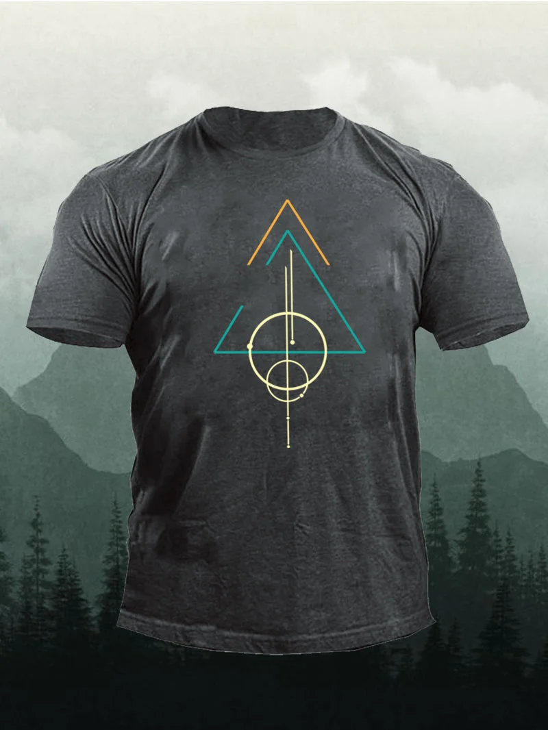 Men's Modern Geometric Mountain Short-Sleeved Shirt in  mildstyles
