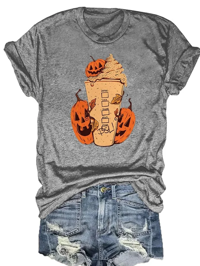 Pumpkin Spice Latte Lovers Halloween T-Shirt