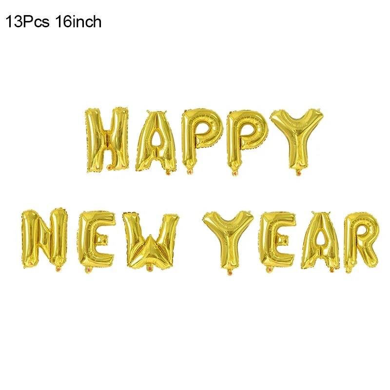 2022 Happy New Year Gold Number Foil Balloons Paper Banner Navidad New Year Eve Christmas Party Decoration Cupcake Toppers