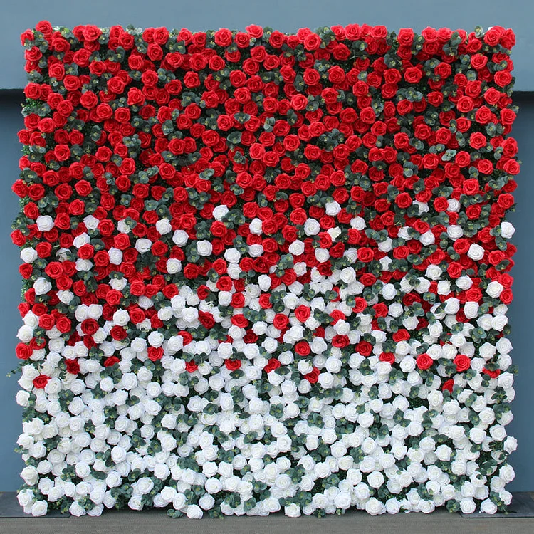 A7438 5D Red White Cloth Flower Wall Wedding Backdrop Props