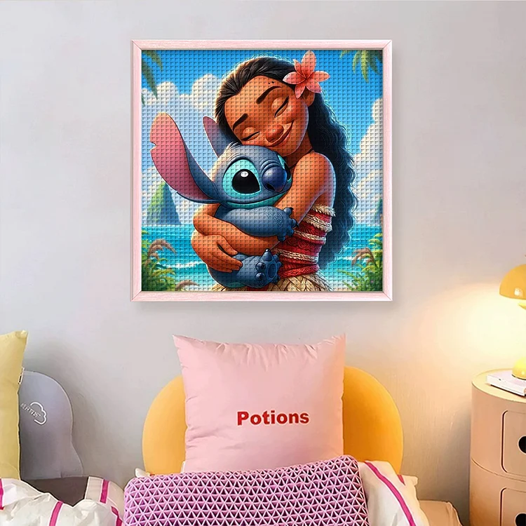 Huacan Brand】Disney Princess Moana And Stitch 11CT Stamped