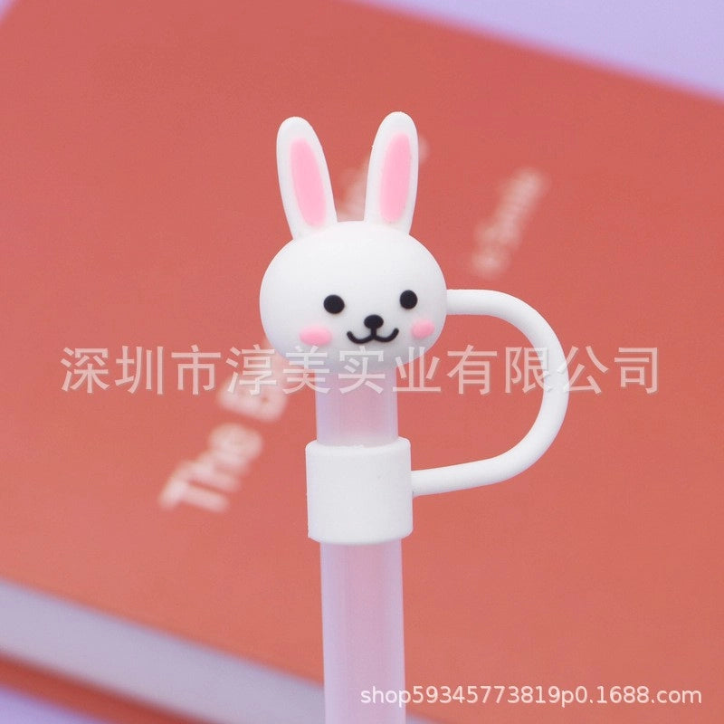 5 Pieces Silicone Straw Cap Flower Cartoon Baiyun Cup Straw Protective Cover Dust Plug 10mm