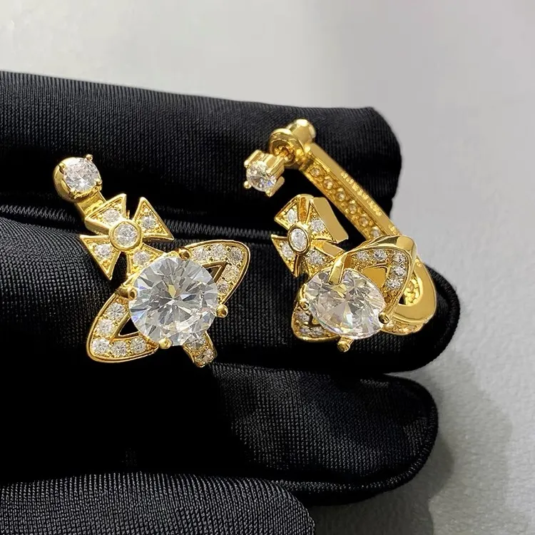 Vivienne Westwood Pink White Diamond Saturn Earrings