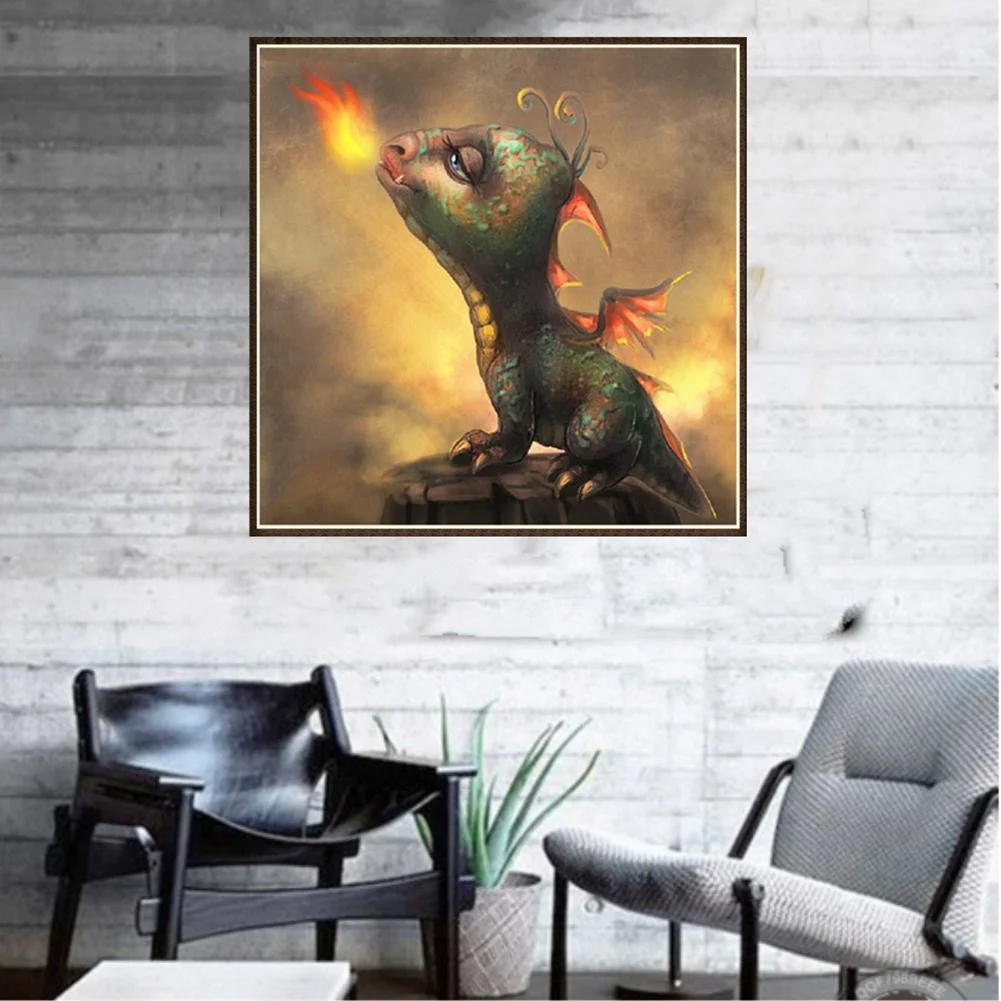 Partial Round Diamond Painting 30*30cm - Dinosaur