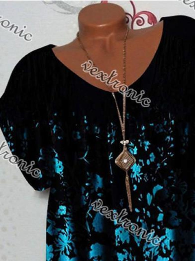 Women Half Sleeve V-neck Solid Color Dress