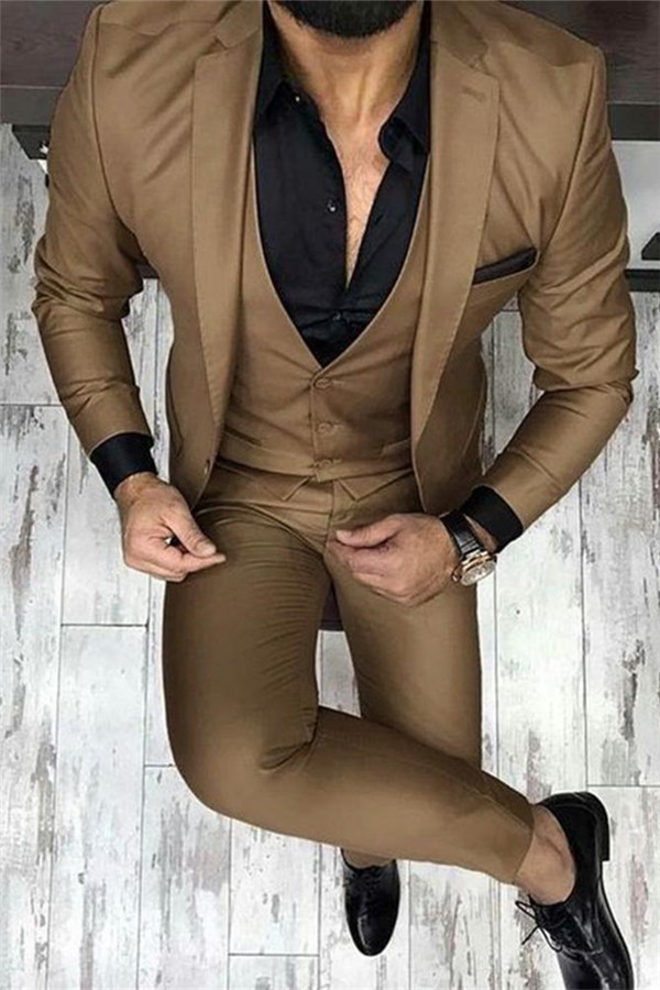 Luluslly Three Piece Chocolate Brown Classy Business Men's Suits