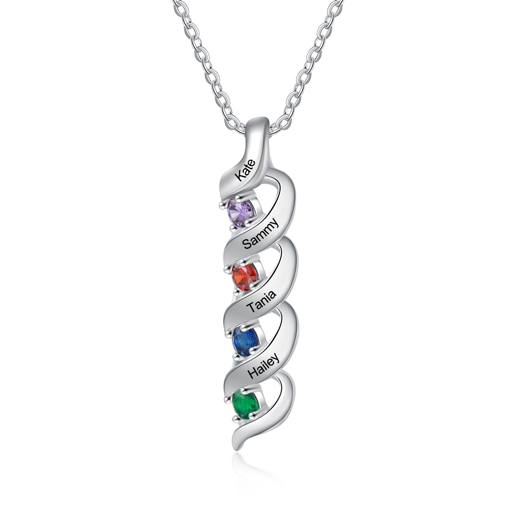 Personalized Mother Necklace Cascading Pendant with 4 Birthstones ...