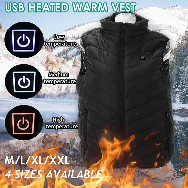 Heated Vest Electric USB Heating Warm Men Women Unisex