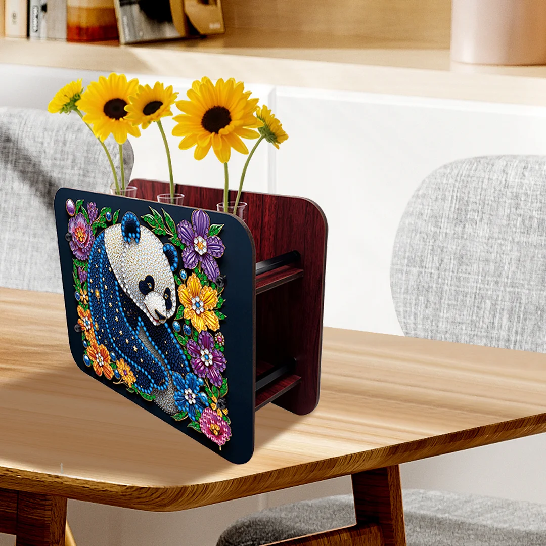 Gem Panda DIY Diamond Painting Wooden Tube Vase for Adults Gift Idea Home Decor