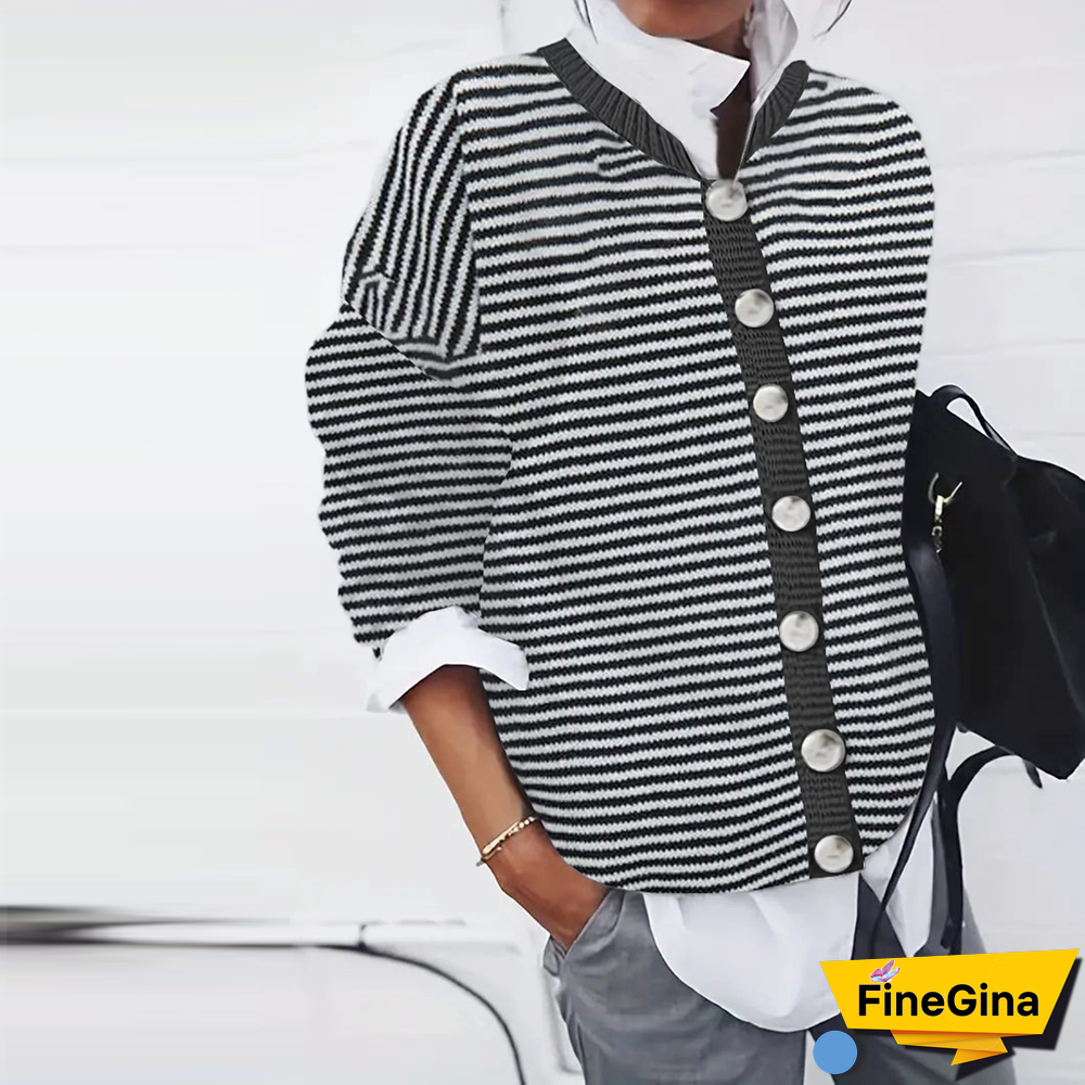 Trendy Long Sleeve Striped Top