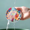 (US Local)[Upgrade]4Pcs Acrylic Special Shape Lotus DIY Waterproof Diamond Painting Coaster