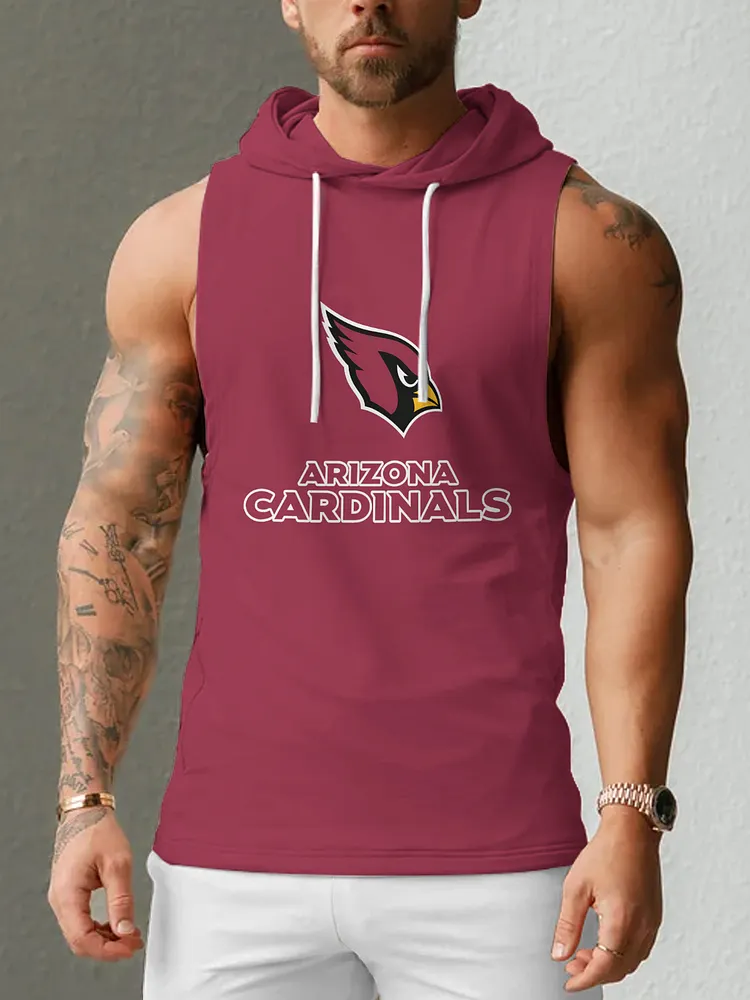 Arizona Cardinals Men's  Casual Comfy Sleeveless Hooded Tank Top