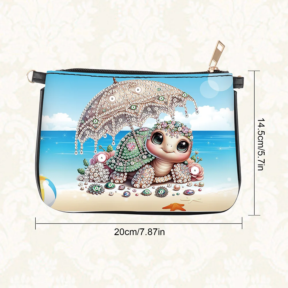 Beach Turtle Diamond Painting Coin Chain Purse 5D DIY Diamond Handmade Chain Bag