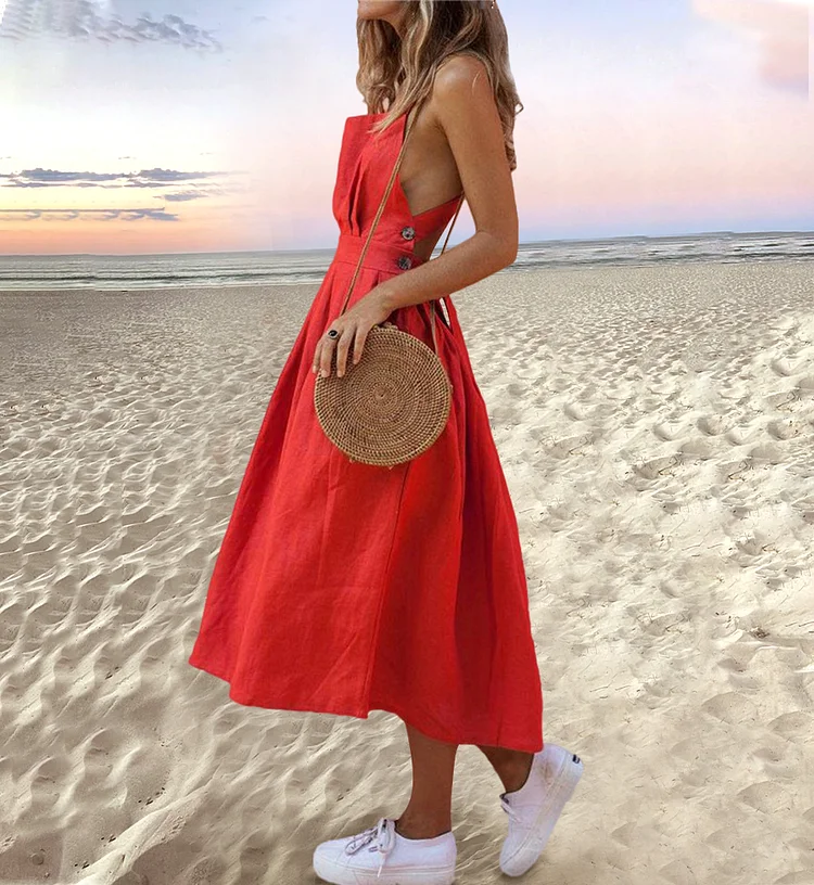 Backless Lace Up Summer Dress