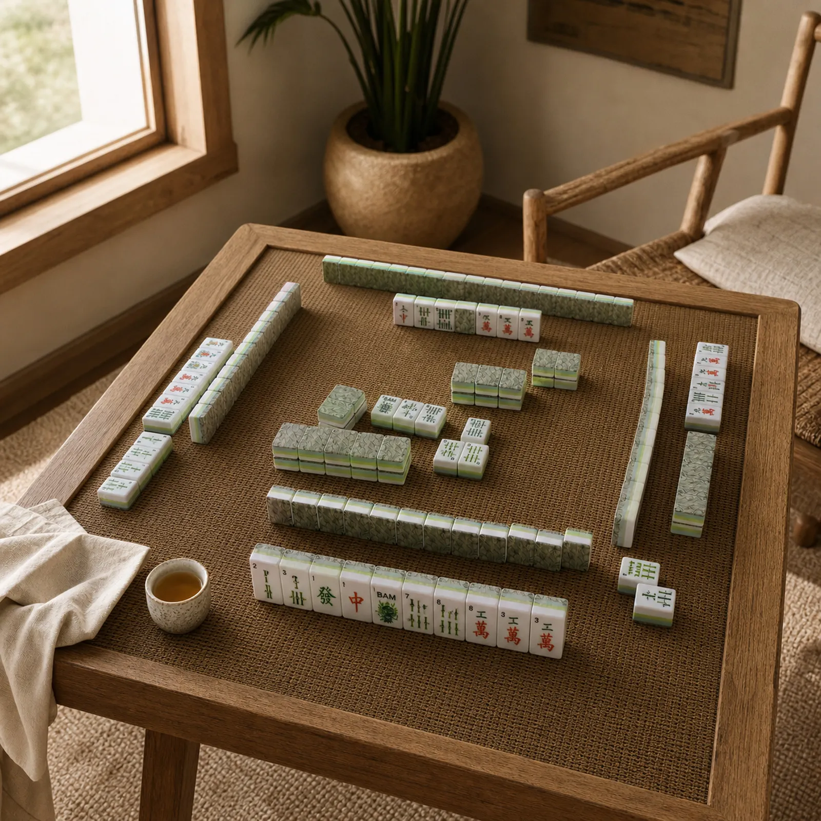 Bamboo Lady tiles styled for a relaxed resort-inspired game night.