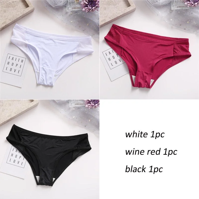 3PCS/Set Lot panties for Women Comfortable Smooth Underwear Soft Intimates Lingerie Girls Briefs Solid Color Fashion Underpants