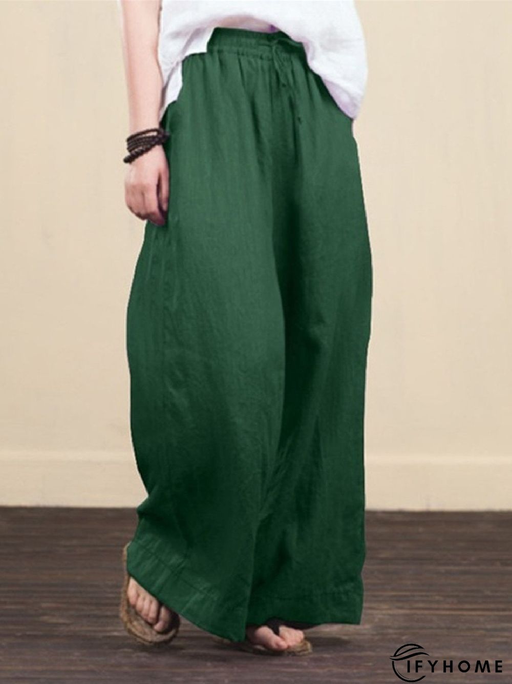 Plain Loose Cotton-Blend Linen & Cotton Bottoms | IFYHOME