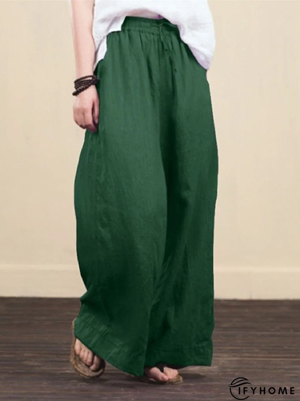 Plain Loose Cotton-Blend Linen & Cotton Bottoms | IFYHOME