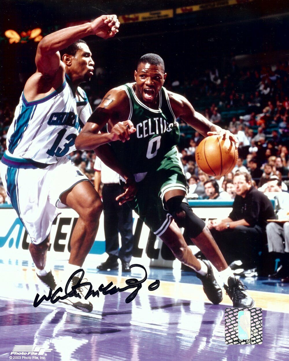 Walter McCarty Signed Autographed 8X10 Photo Poster painting Celtics Road Driving Basket w/COA