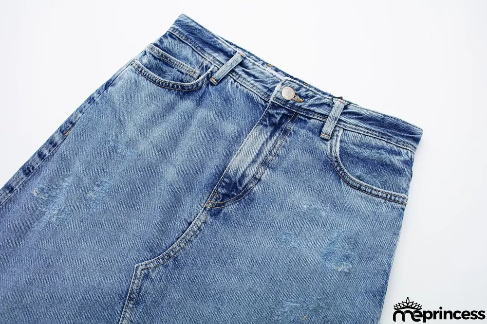 Women's Spring Fashion Chic Denim Midi Front Slit Skirt