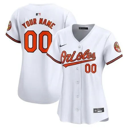 Women's Baltimore Orioles  White Home Limited Custom Jersey