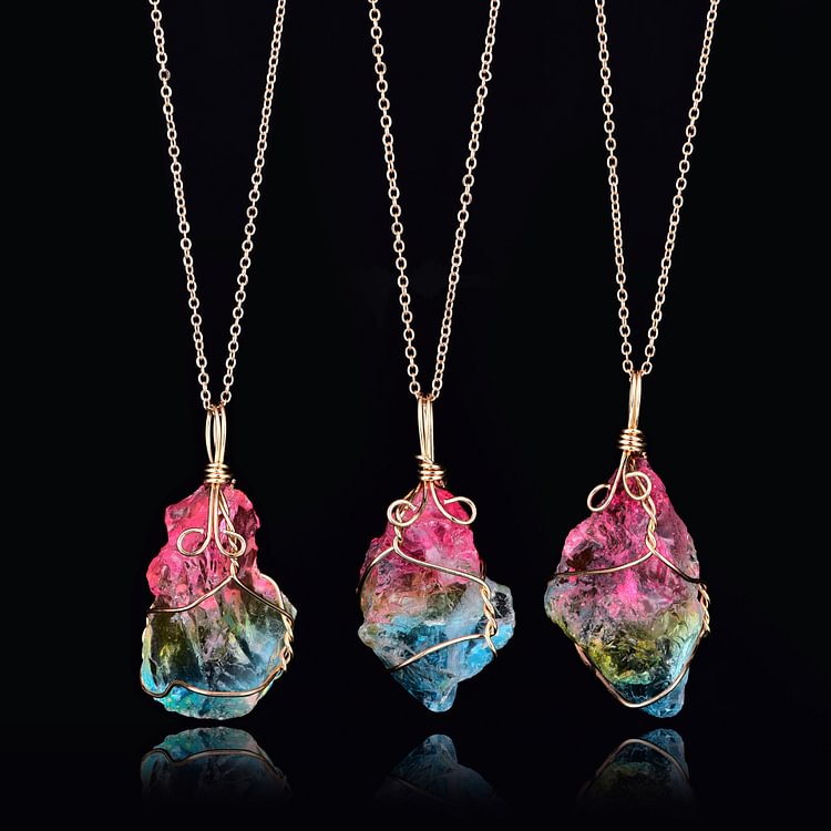Natural Stone Rough Winding Crystal Pendant Necklace KERENTILA